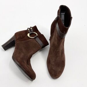Lauren Ralph Lauren Myla Brown Suede Heeled Ankle Boots Size 8 Heels Ankle Zip